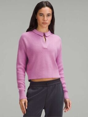 Lululemon Collared Merino Wool Blend Sweater Dahlia Mauve Pink Small